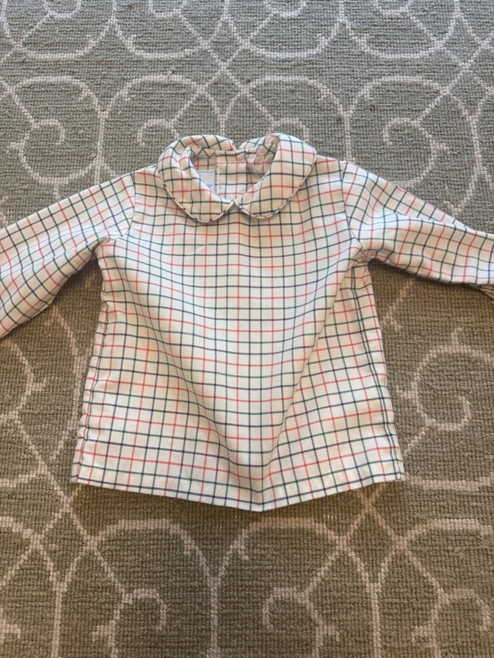 Little English Cream Plaid Peter Pan Collar Long Sleeve Top